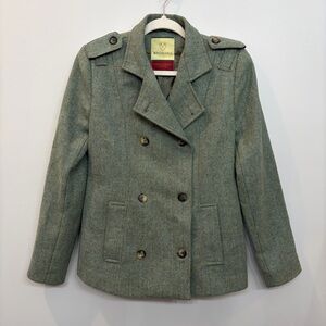 Welligogs Woman’s Wool Green Tweed Double Breasted Jacket Heritage Style Size 10
